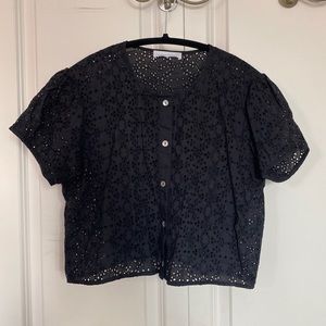 Oak + Fort embroidery pattern crop blouse.
